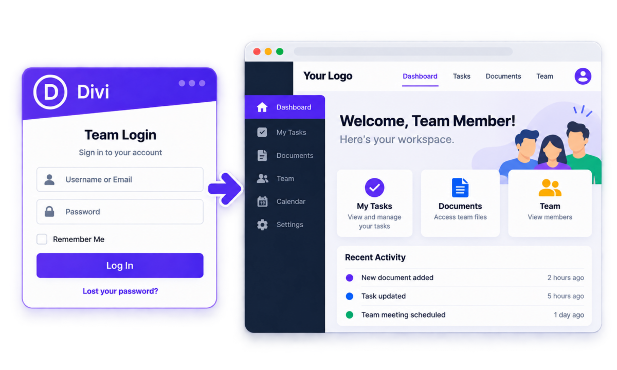 LoginWP Divi Login to Team Workspace